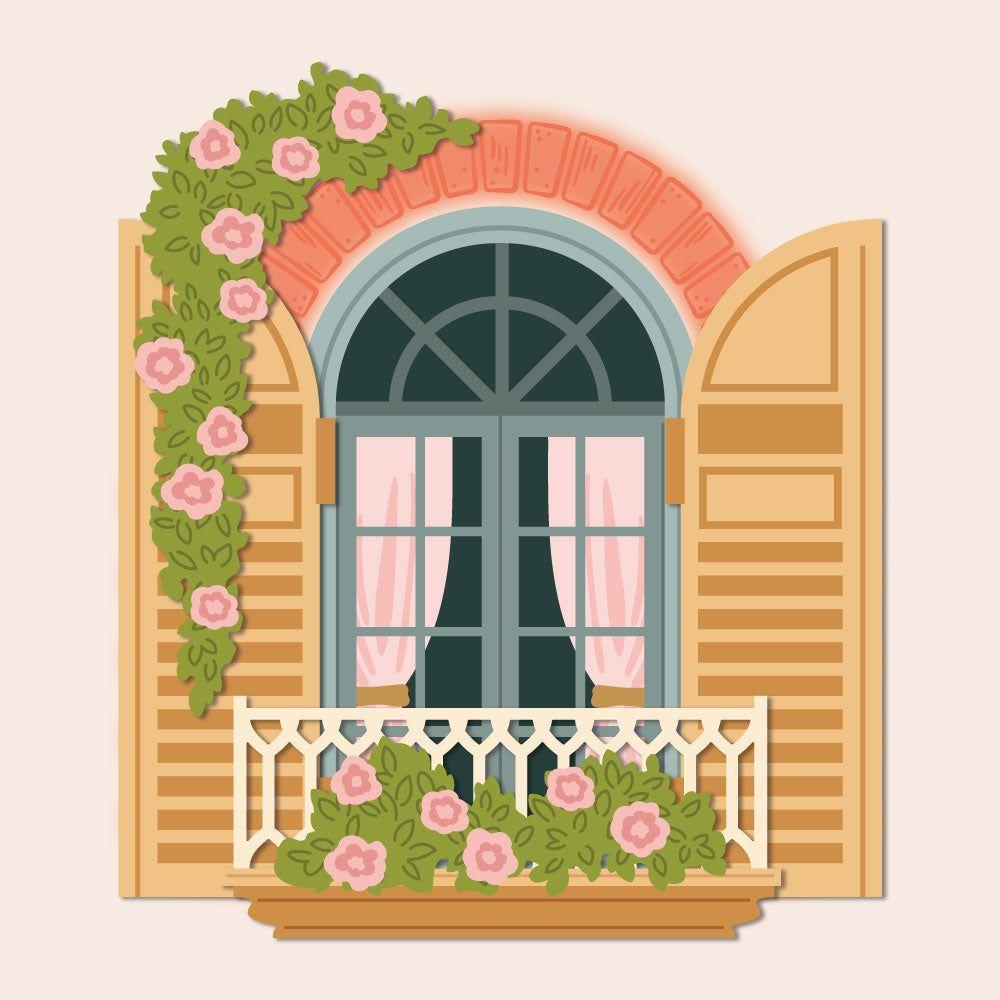Honey Bee Lovely Layers Window And Holiday Add-On Dies Bundle HBDS-LLWNDHLL with Floral Swag and Curtains