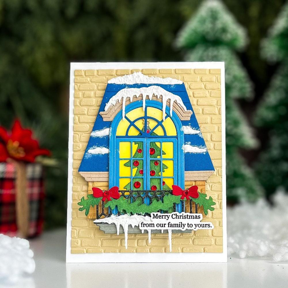 Honey Bee Lovely Layers Window Dies hbds-llwndo Merry Christmas Card