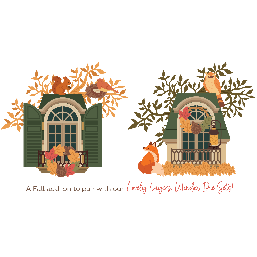 Honey Bee Lovely Layers Window Fall Add On Dies hbds-llwinfl Detailed Image