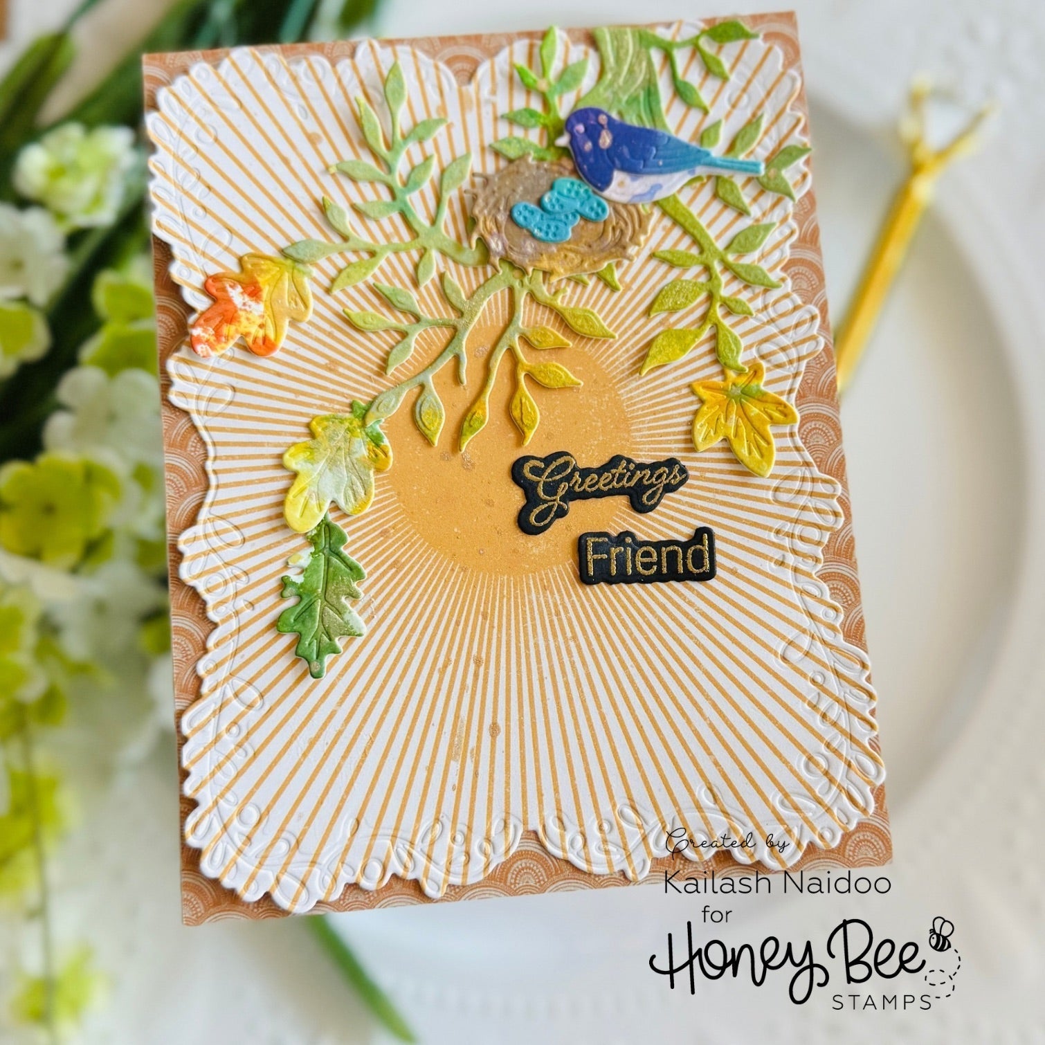 Honey Bee Lovely Layers Window Fall Add On Dies hbds-llwinfl Greetings Friend Card