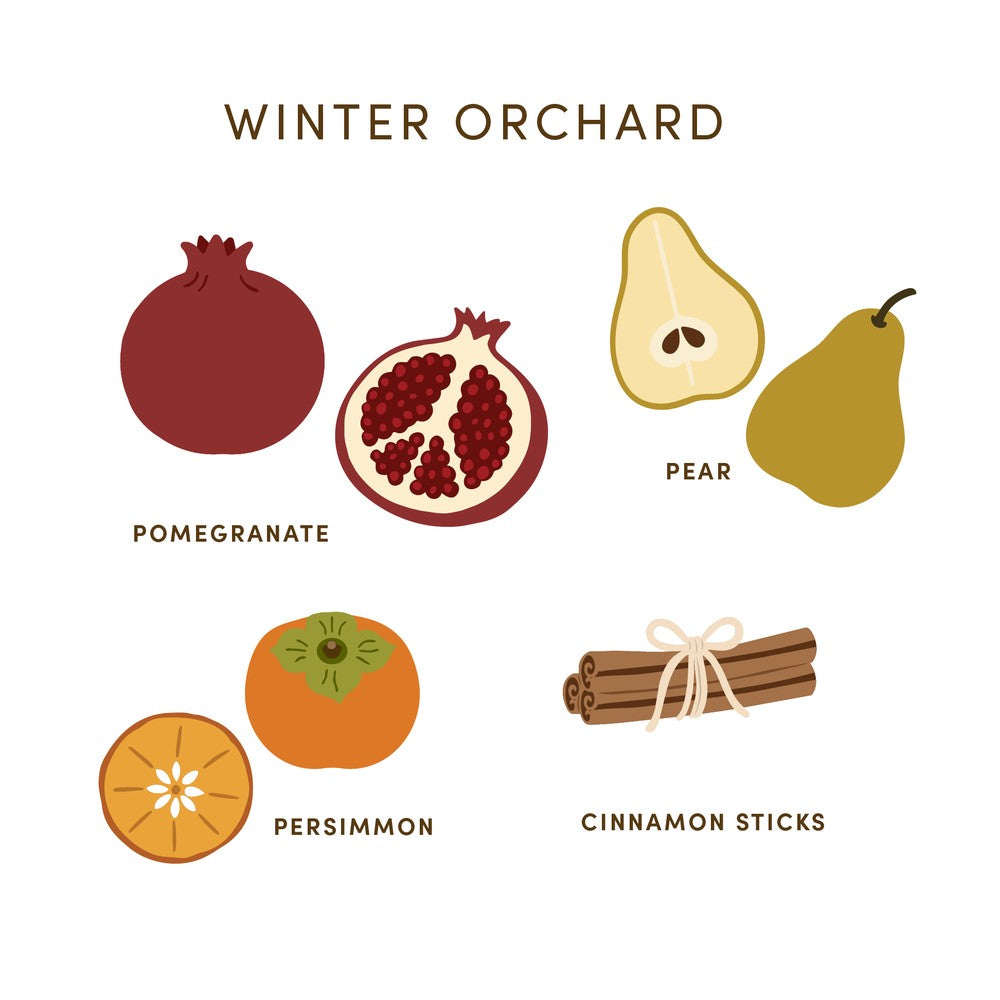 Honey Bee Lovely Layers Winter Orchard Dies hbds-llwinorc Pear Pomegranate Persimmon Cinnamon Sticks Images