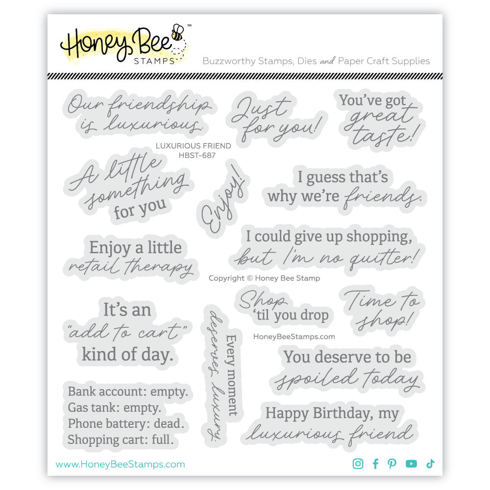 Honey Bee Luxurious Friend Clear Stamps And Dies Bundle HBST-687 Packaged Stamps