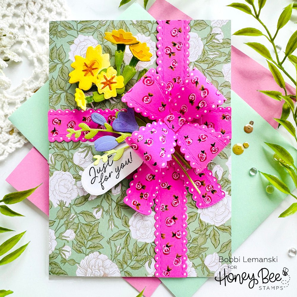 Honey Bee Luxurious Friend Clear Stamps And Dies Bundle Just For You Bow Card