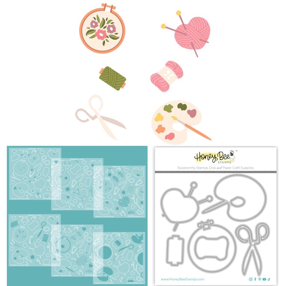 Honey Bee Maker's Mix Dies And Layering Stencils Bundle