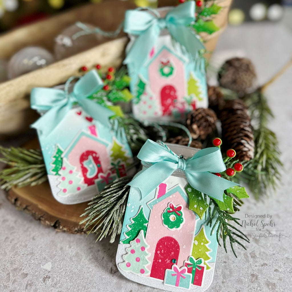 Honey Bee Mason Jar Vase Dies hbds-masjv Christmas Jar Tags | color-code:ALT02