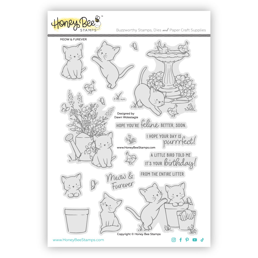 Honey Bee Meow And Furever Stamps And Dies Bundle HBST-636