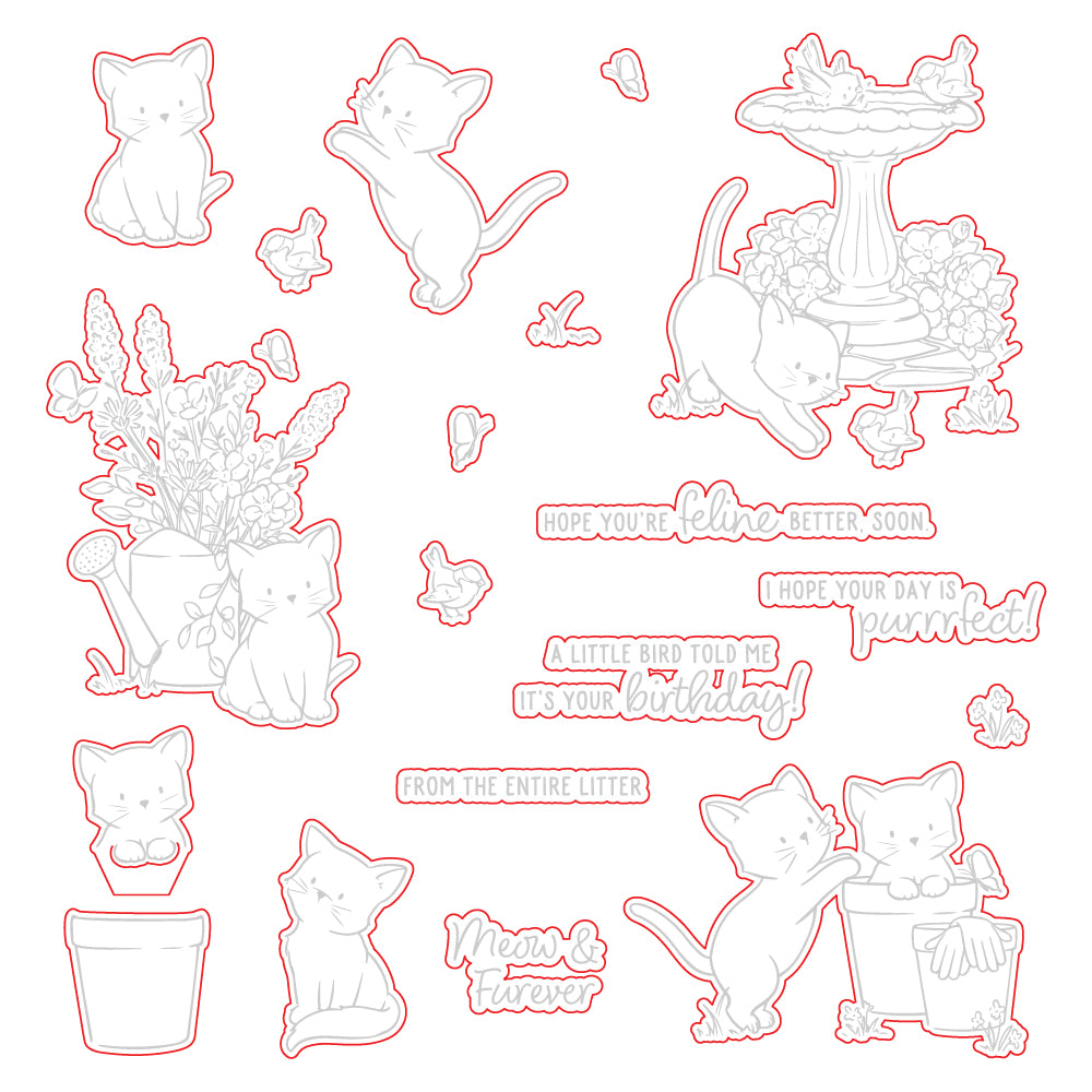 Honey Bee Meow And Furever Stamps And Dies Bundle unpackaged mock up