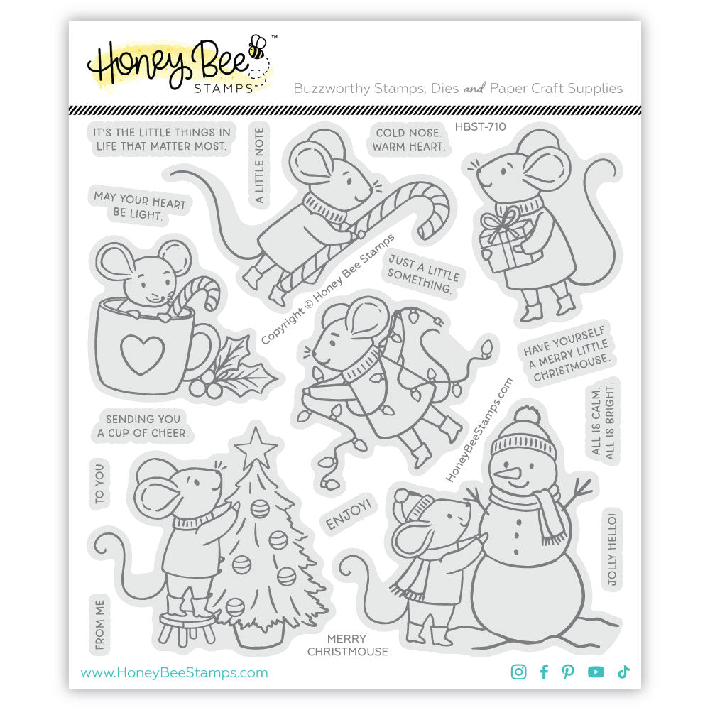 Honey Bee Merry Christmouse Clear Stamps And Dies Bundle HBST-710 packaged