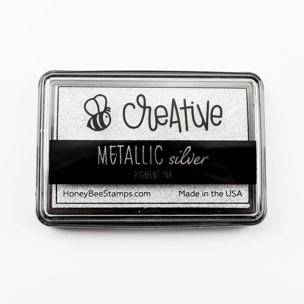 Honey Bee Metallic Silver Pigment Ink Pad And Reinker Bundle Ink Pad hbink-mtsr alone