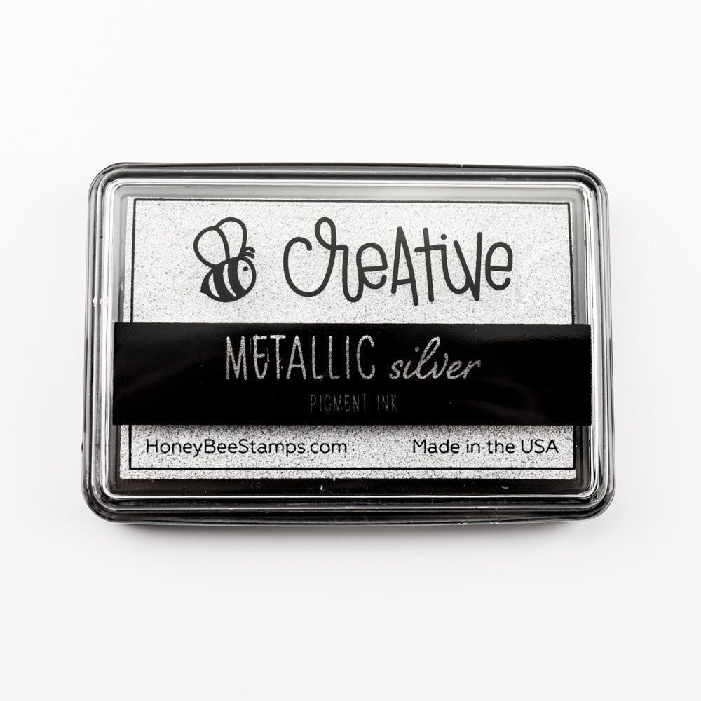 Honey Bee Metallic Silver Pigment Ink Pad hbink-mtsr