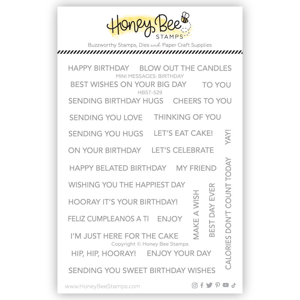 Honey Bee Mini Messages Birthday Clear Stamps hbst-529