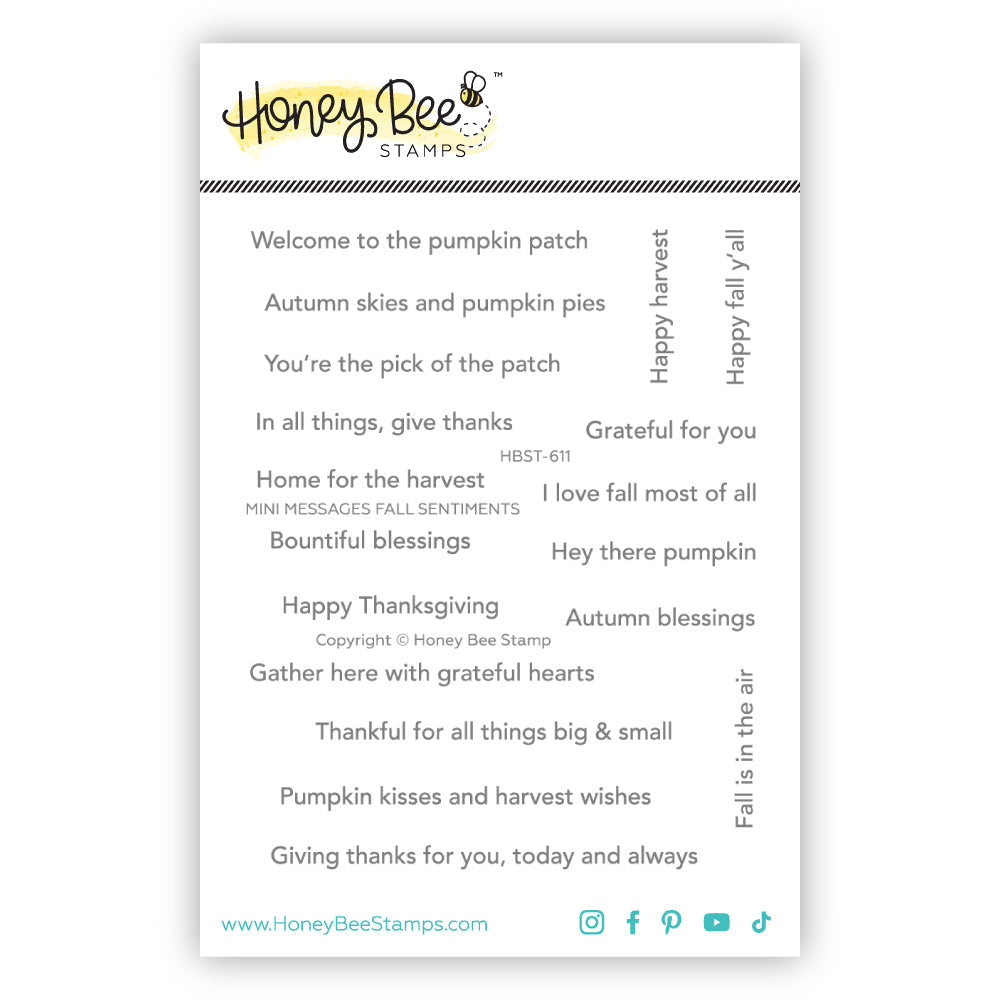 Honey Bee Mini Messages Fall Clear Stamps hbst-611