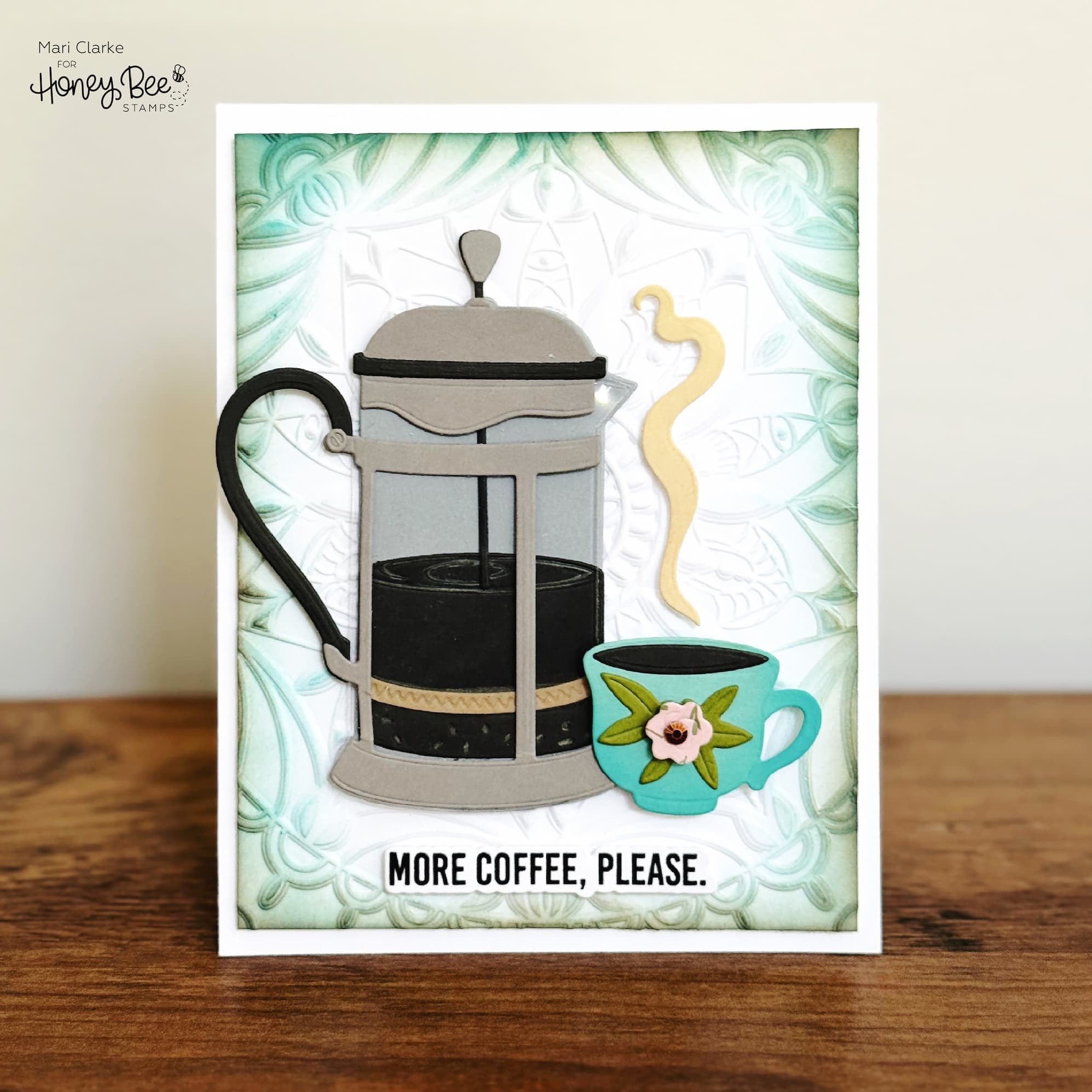 Honey Bee More Coffee Please Dies hbds-660 French Press Card
