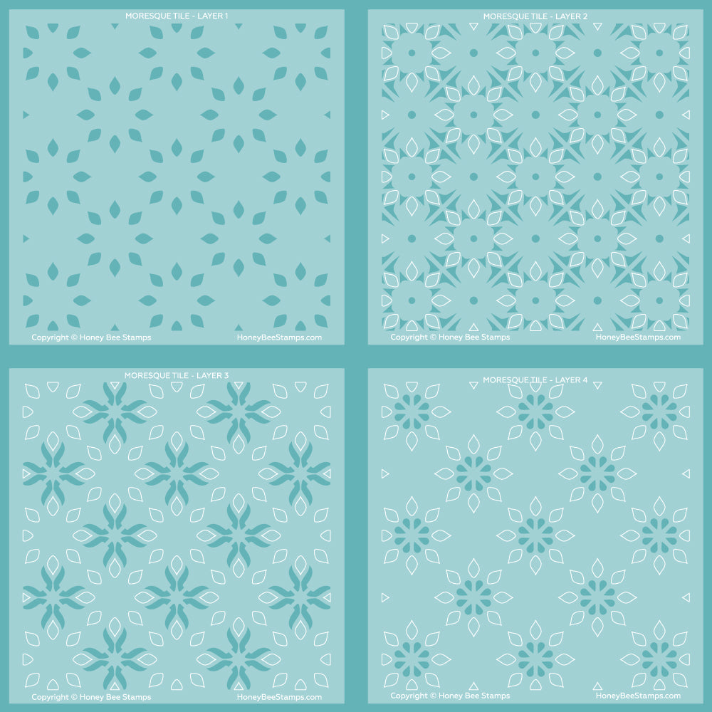 Honey Bee Moresque Stencils hbsl-165 4 stencils