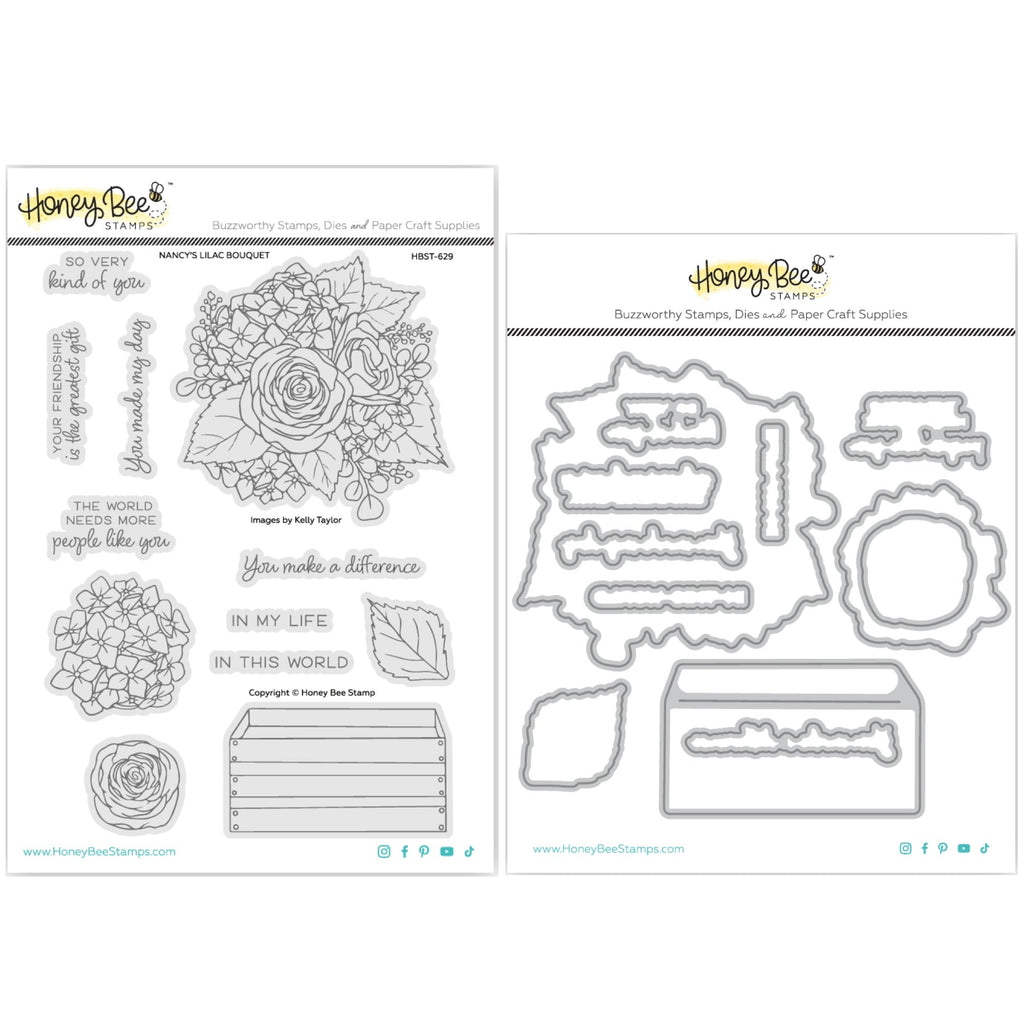 Honey Bee Nancy's Lilac Bouquet Stamps And Dies Bundle
