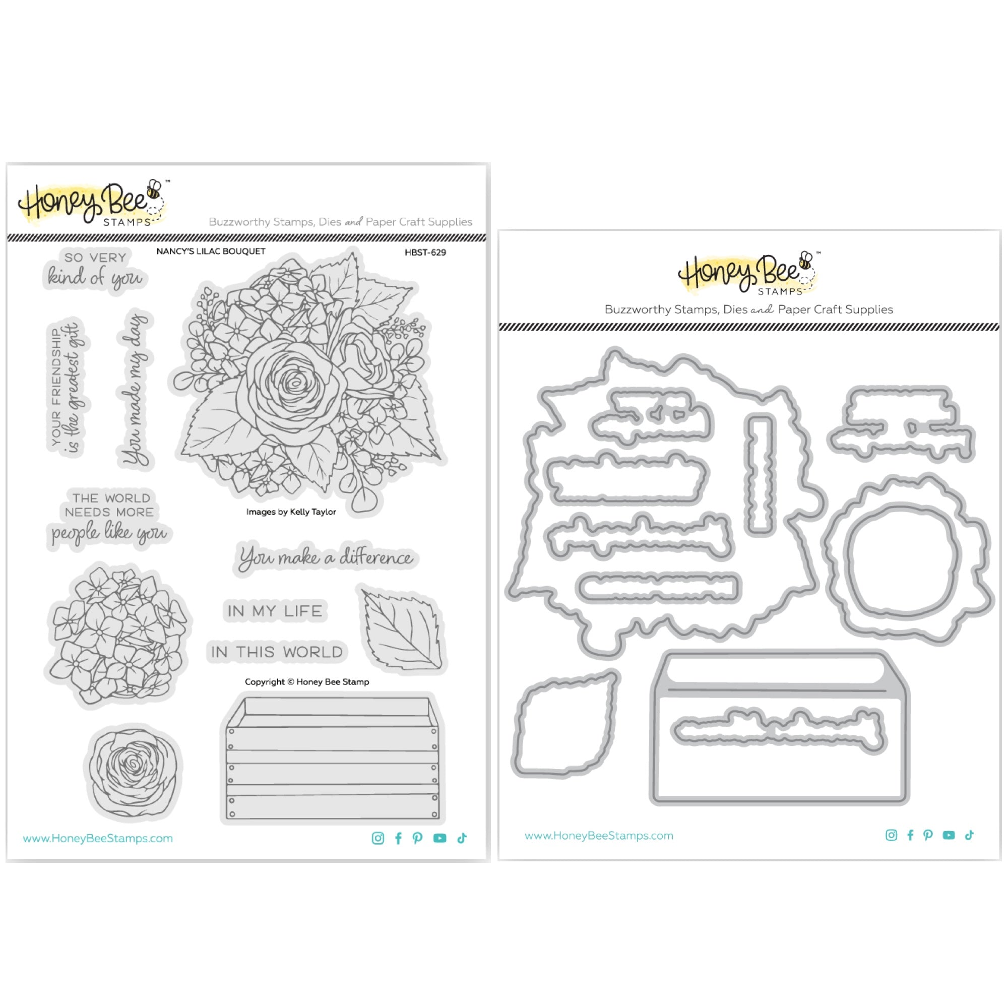 Honey Bee Nancy's Lilac Bouquet Stamps And Dies Bundle