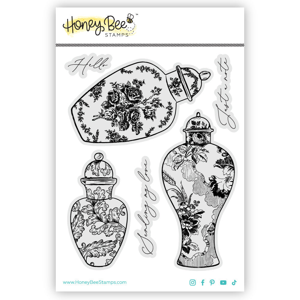 Honey Bee Ornate Ginger Jars Cling Stamps hbst-645 Product Image