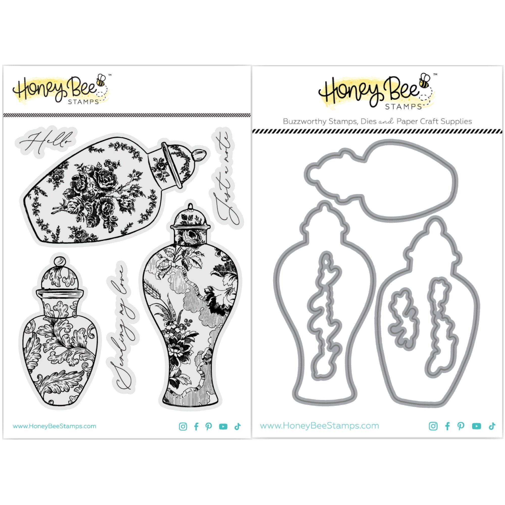 Honey Bee Ornate Ginger Jars Stamps And Dies Bundle