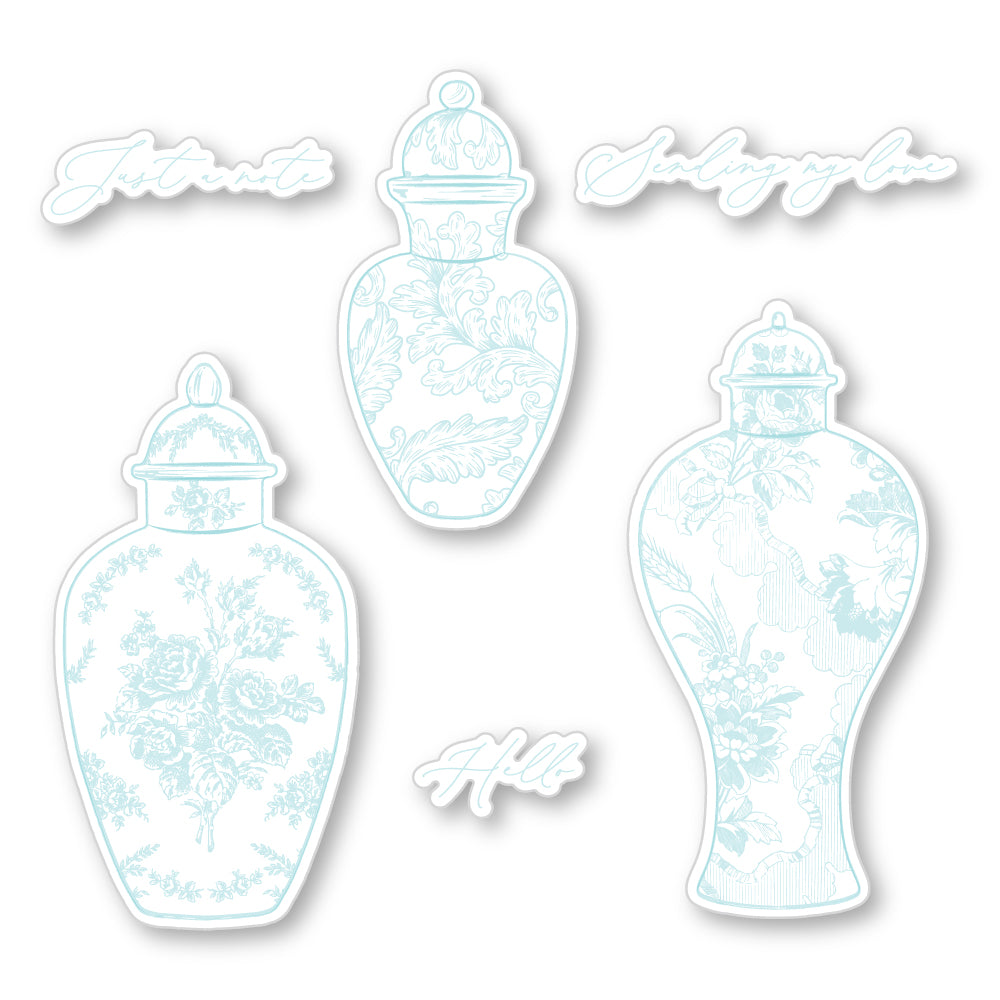 Honey Bee Ornate Ginger Jars Stamps And Dies Bundle Wafer dies
