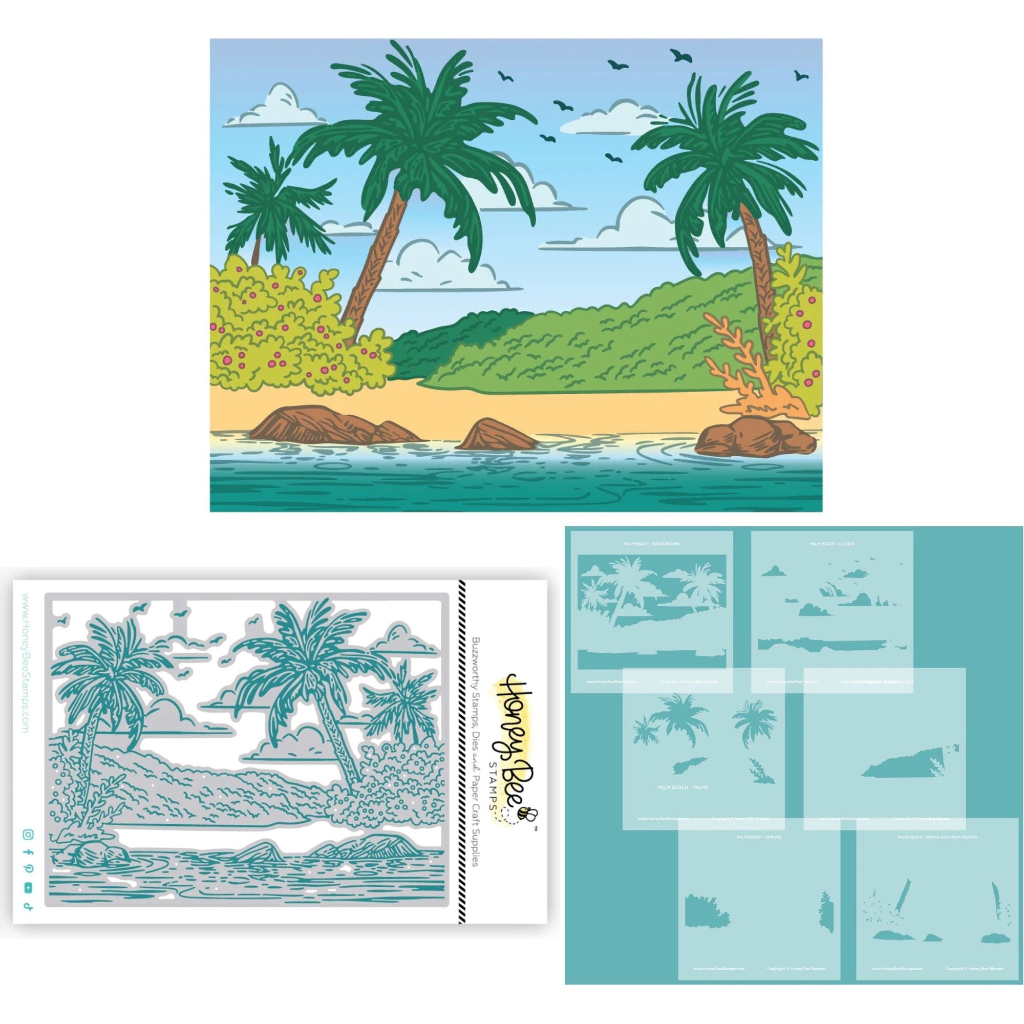 Honey Bee Palm Beach Cover Plate Die And Stencil Bundle