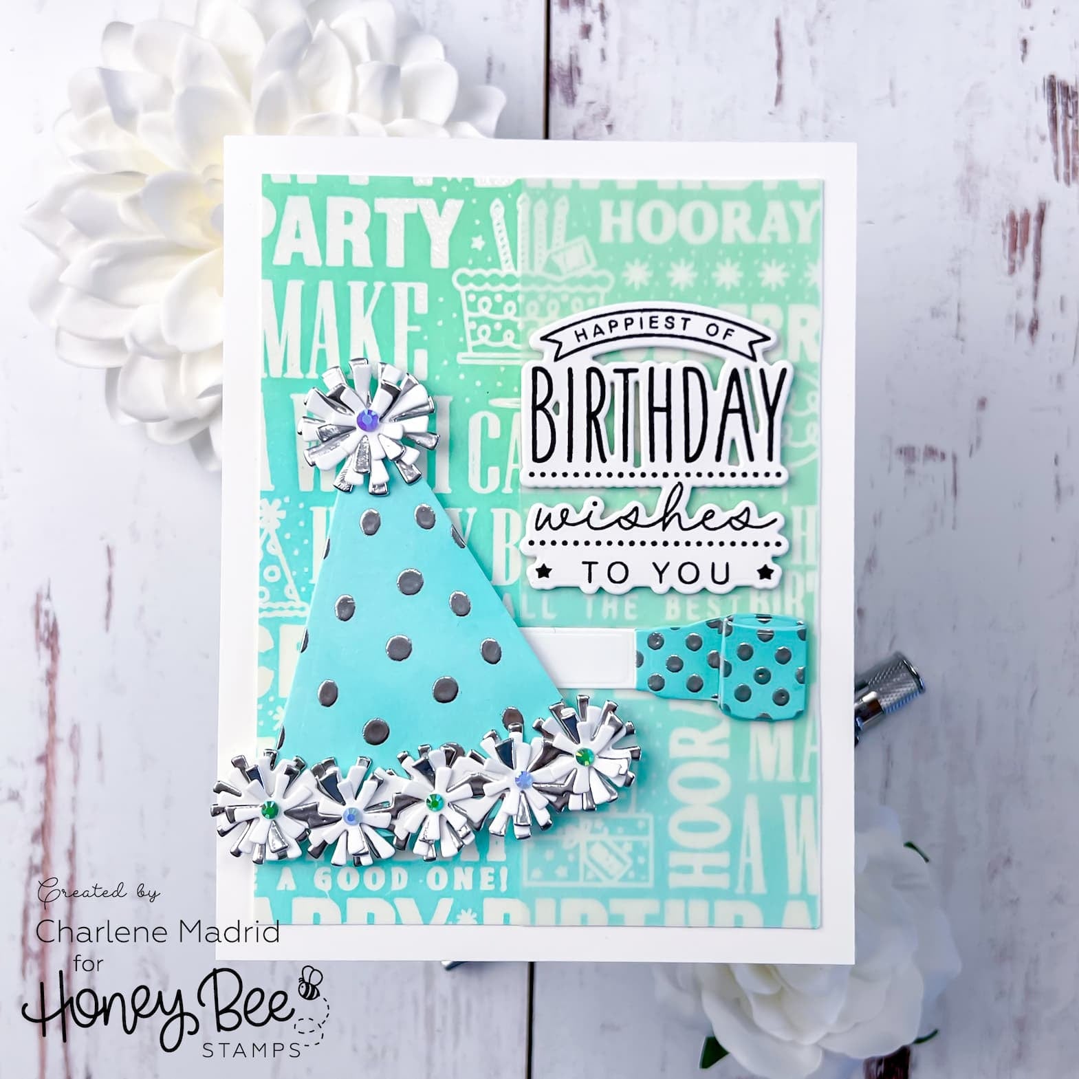 Honey Bee Party Blower Dies And Stencil Bundle Birthday Wishes Card