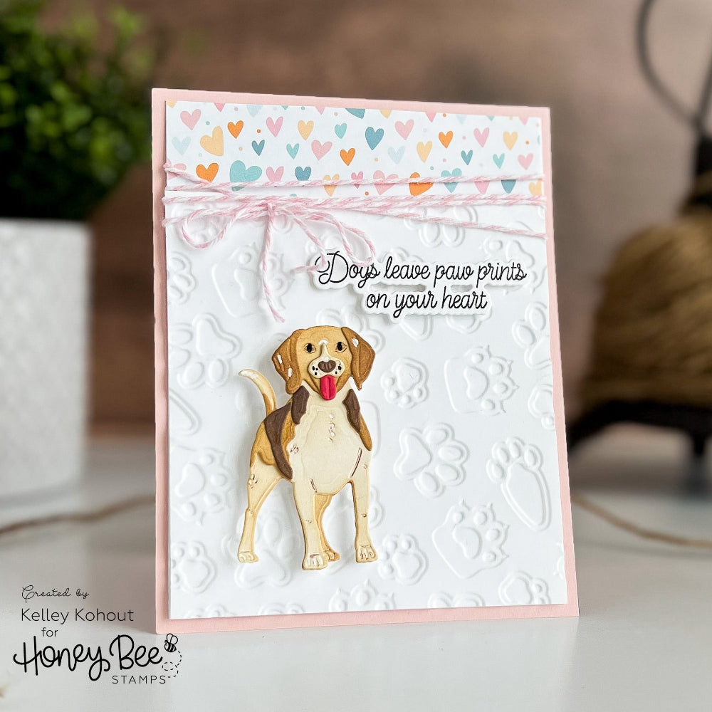 Honey Bee Paw Prints 3D Embossing Folder hbef-024 Kelley Kohout Card