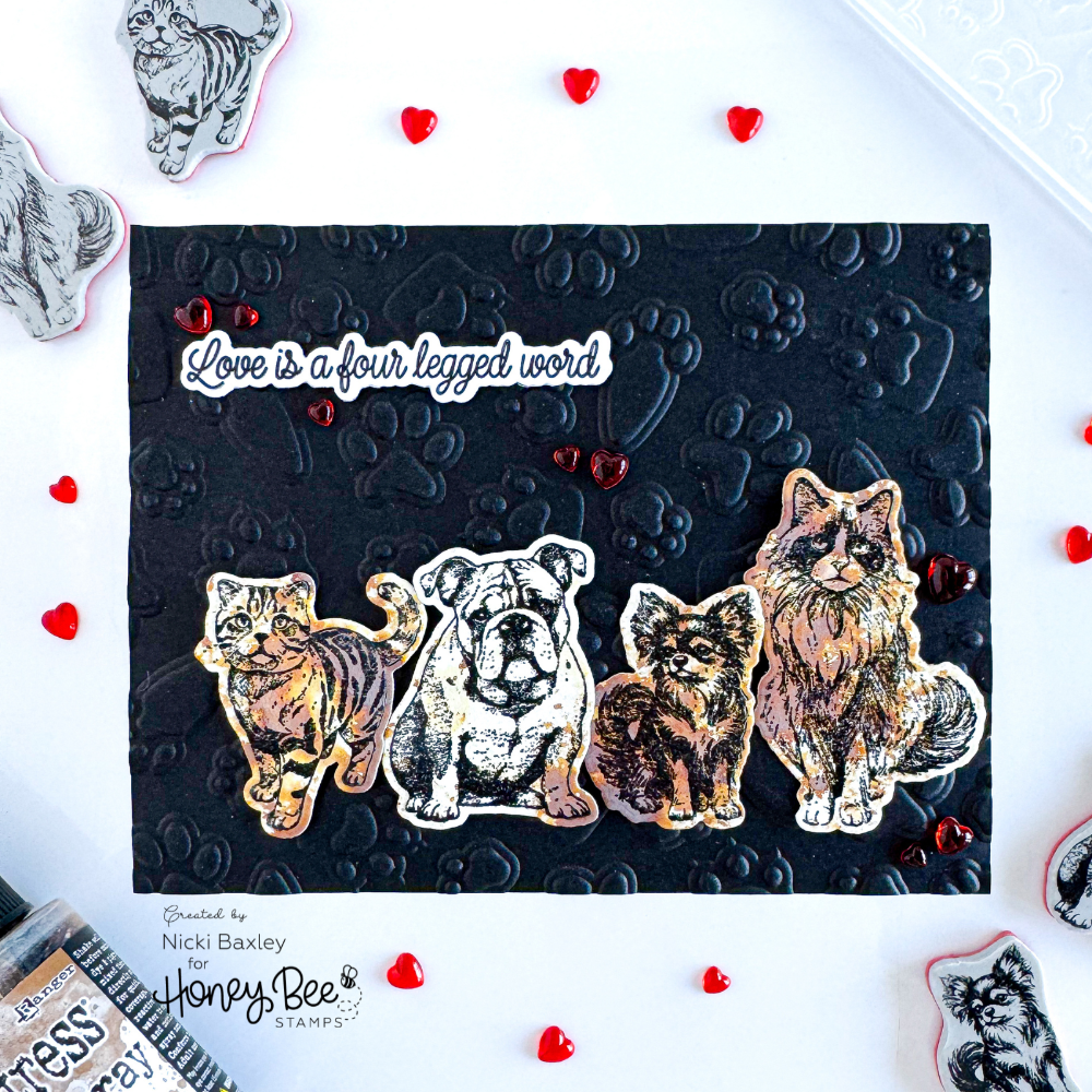 Honey Bee Paws And Purrs Stamps And Dies Bundle Nicki Baxley Card
