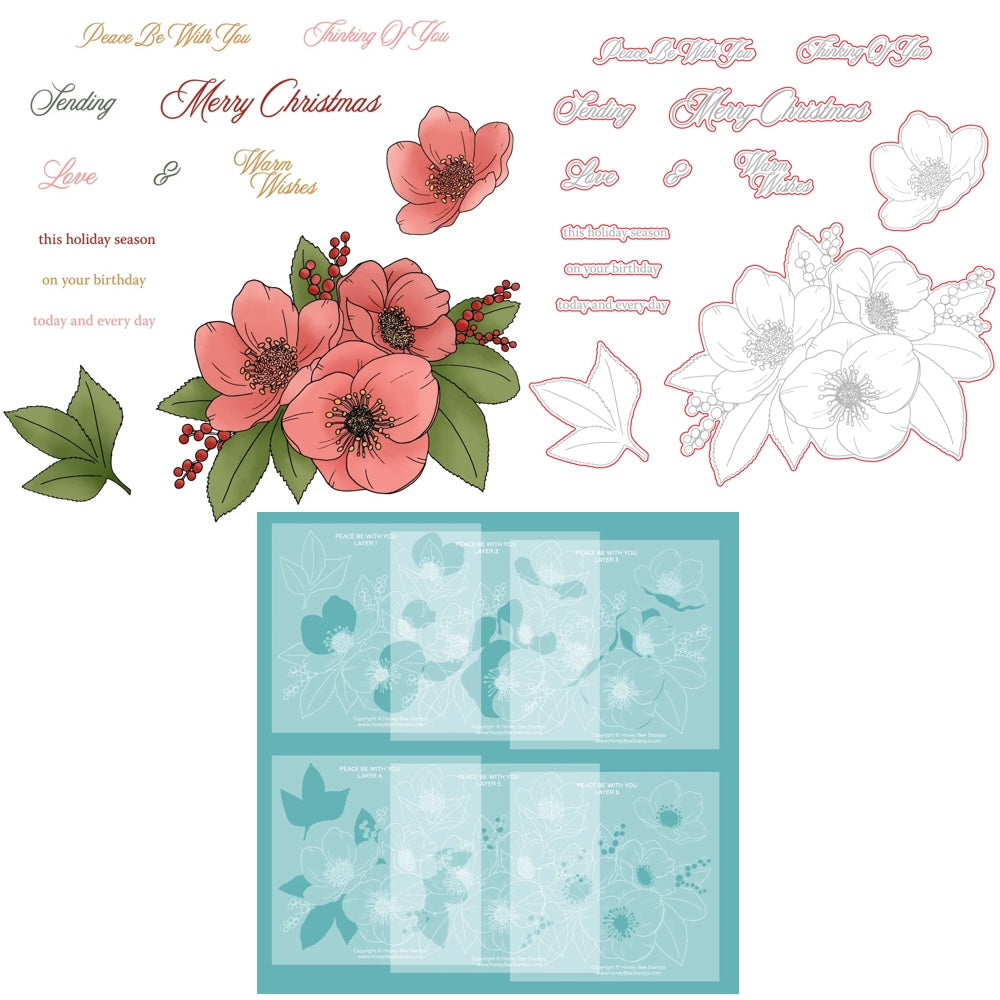 Honey Bee Peace Be With You Clear Stamps Dies And Stencils Bundle