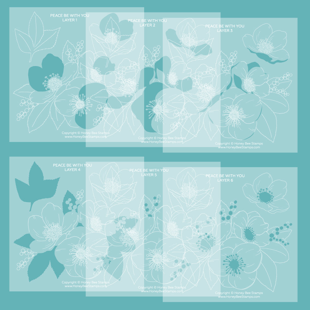 Honey Bee Peace Be With You Clear Stamps Dies And Stencils Bundle Stencils Out of Package