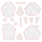 Honey Bee Peppermint Village Cling Stamps And Dies Bundle HBDS-621 Outline of Cutouts