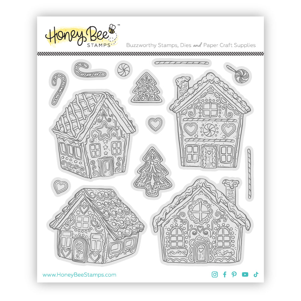 Honey Bee Peppermint Village Cling Stamps And Dies Bundle HBST-621 Stamp Set