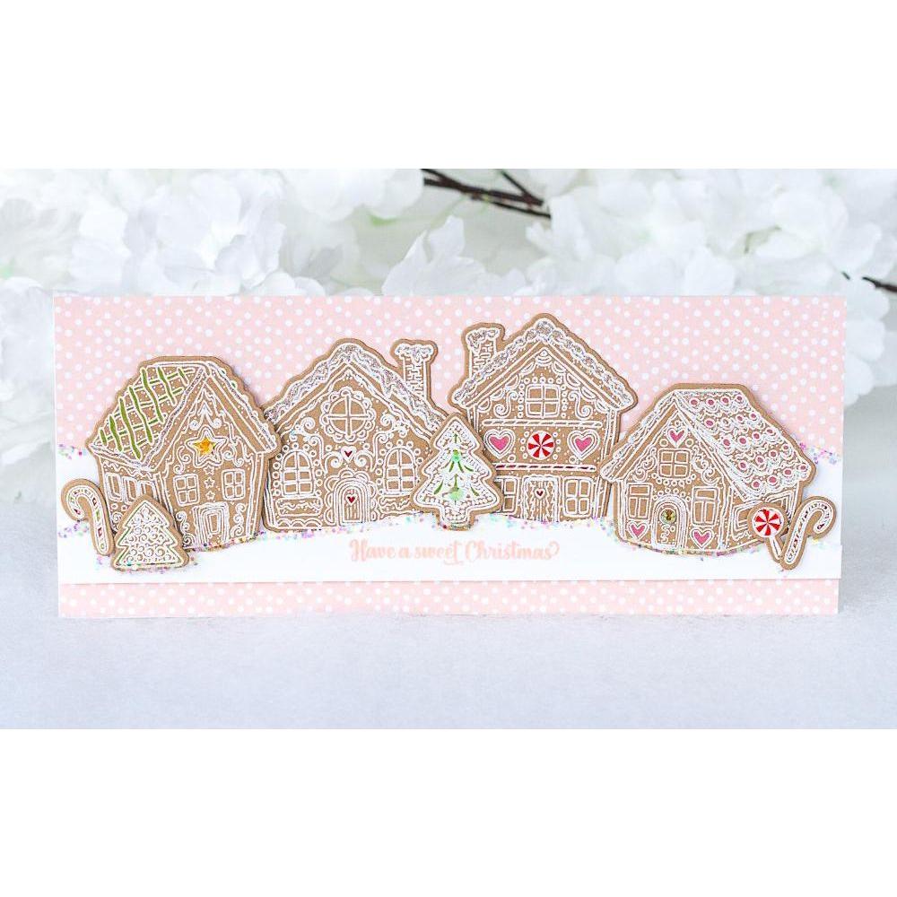 Honey Bee Peppermint Village Dies hbds-621 Sweet Christmas Card