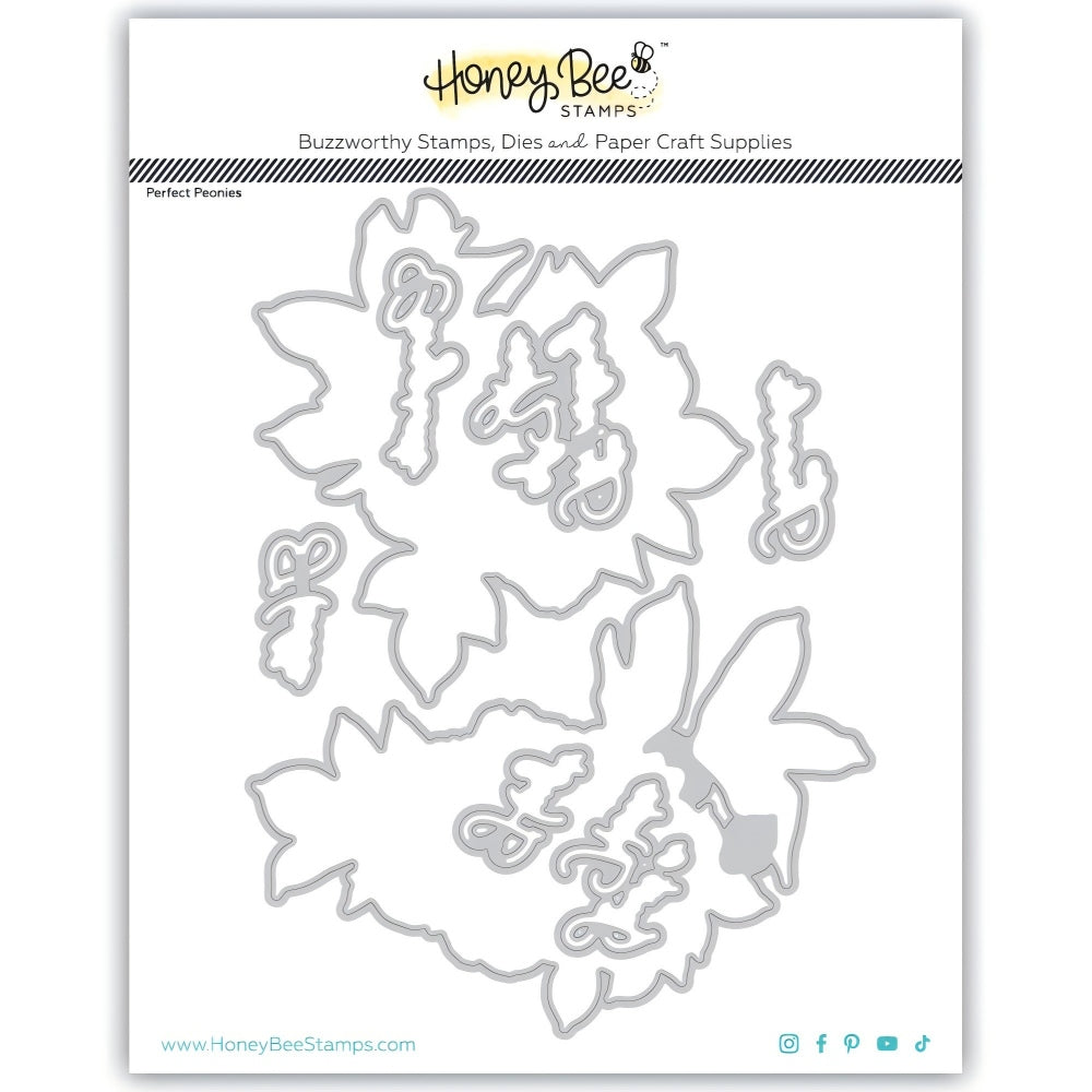 Honey Bee Perfect Peonies Clear Stamps And Dies Bundle HBDS-686 Packaged Dies