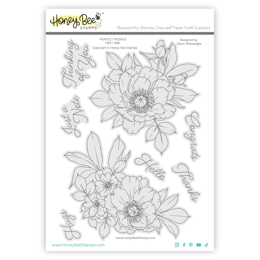 Honey Bee Perfect Peonies Clear Stamps hbst-686 Product Image