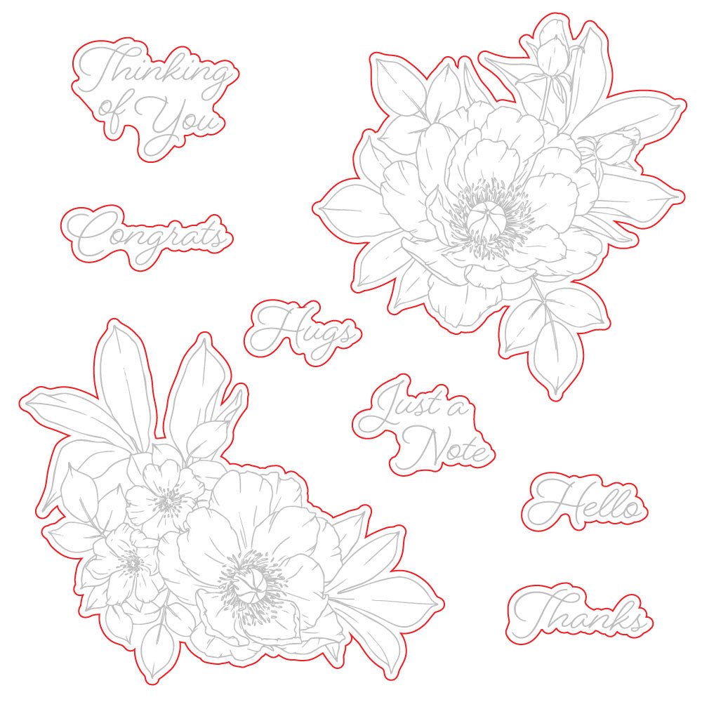 Honey Bee Perfect Peonies Dies hbds-686