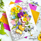 Honey Bee Perfect Peonies Dies hbds-686 Floral Congrats Card