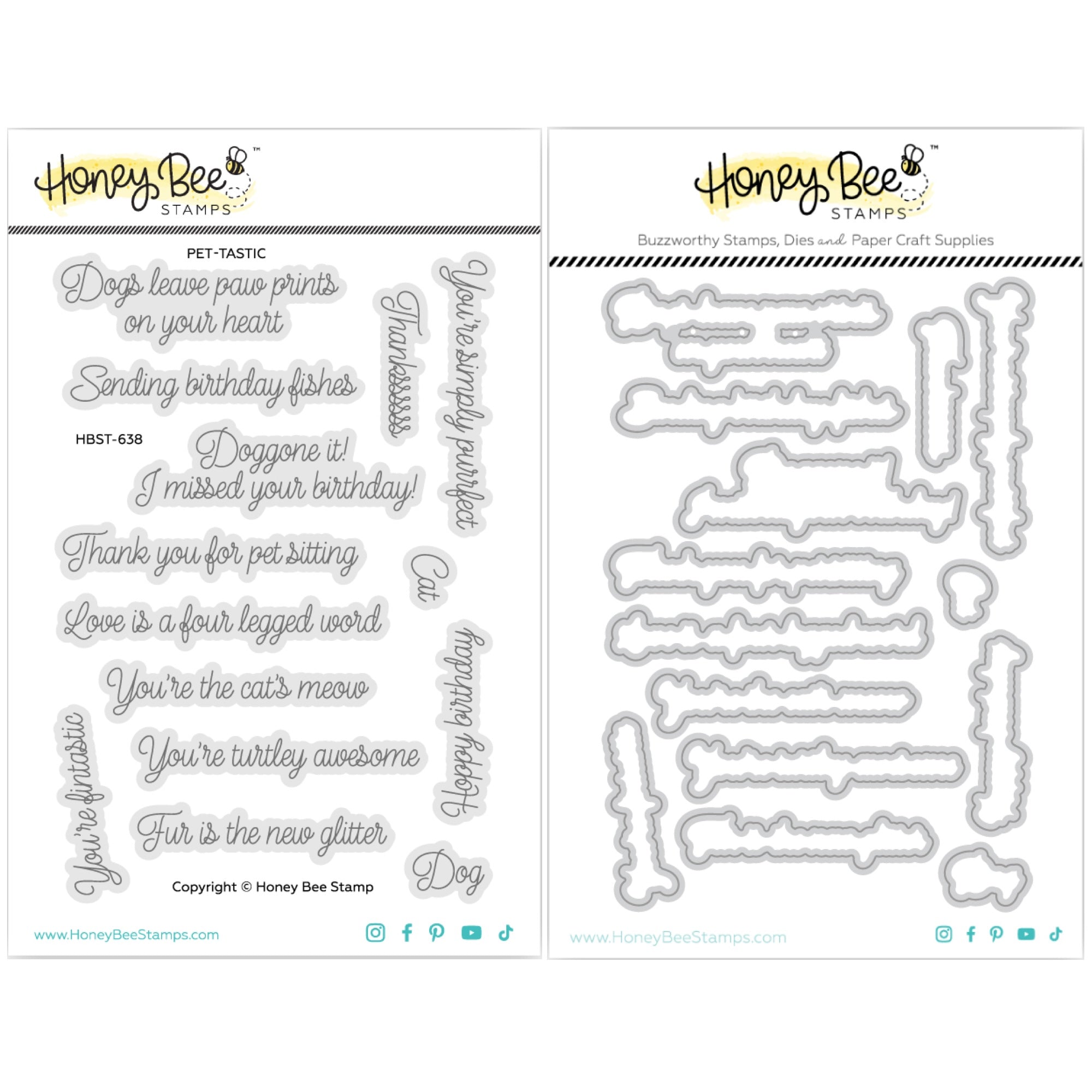 Honey Bee Pet-tastic Stamps And Dies Bundle
