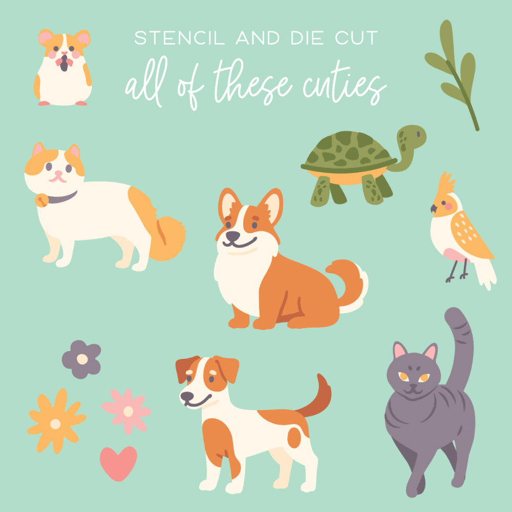 Honey Bee Pet Friends Dies And Stencils Bundle Mock Up