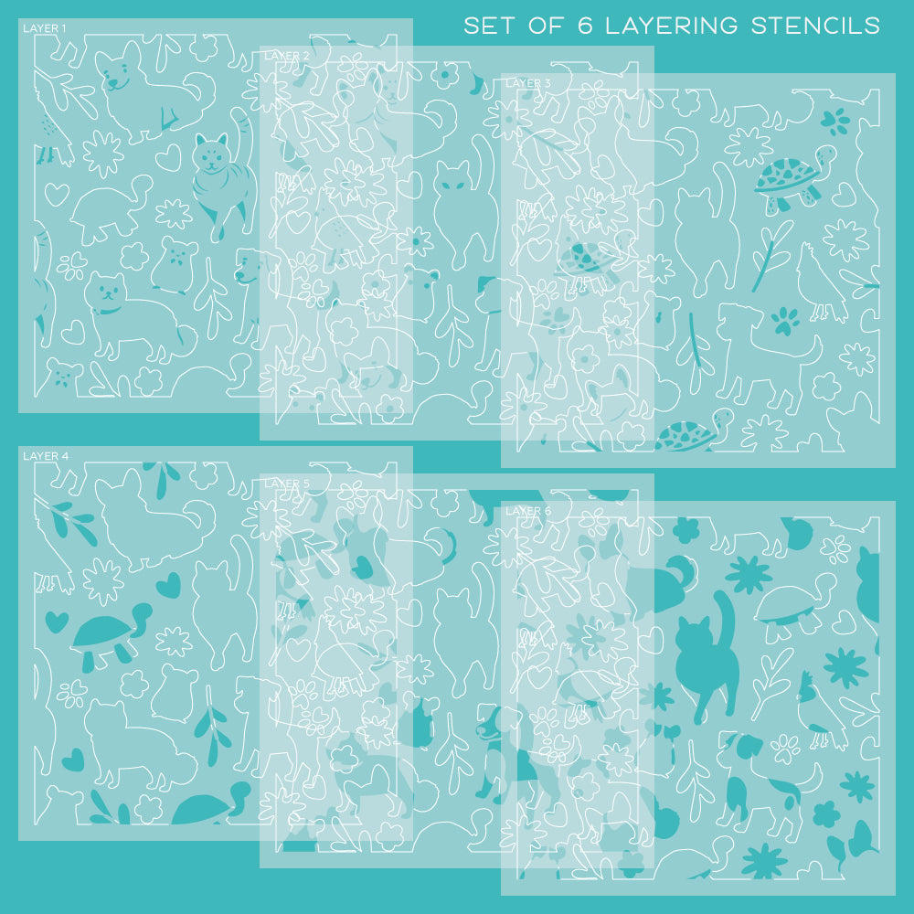 Honey Bee Pet Friends Layering Stencils hbsl-164 Detailed View