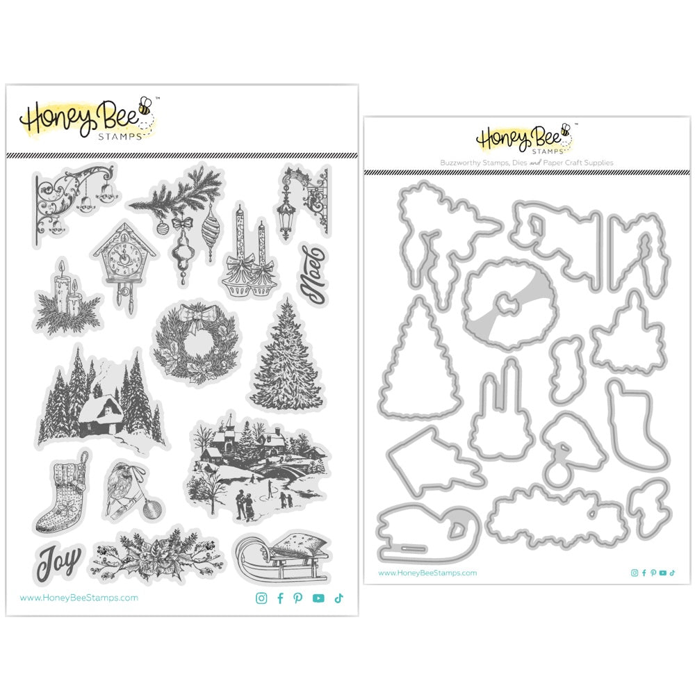 Honey Bee Photo Gallery Wall Holiday Cling Stamps And Dies Bundle