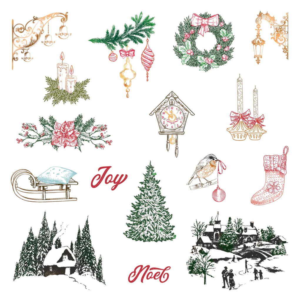 Honey Bee Photo Gallery Wall Holiday Cling Stamps And Dies Bundle in Color