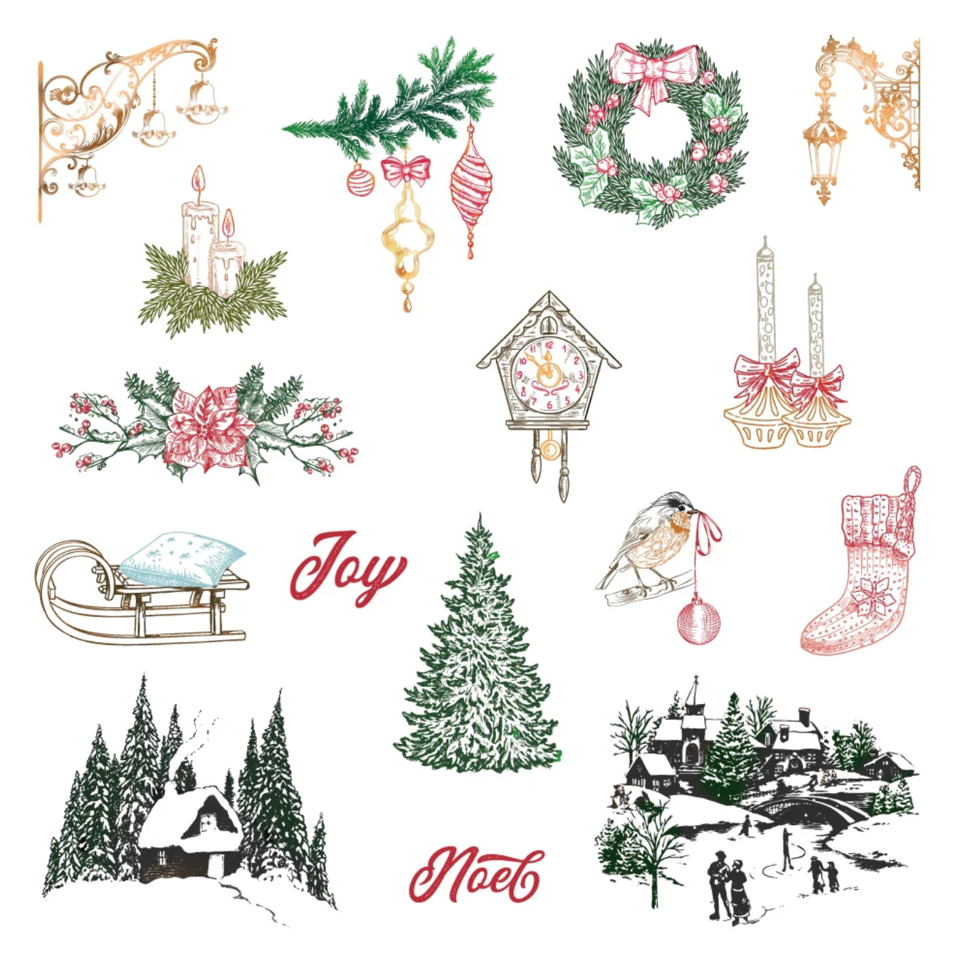 Honey Bee Photo Gallery Wall Holiday Cling Stamps And Dies Bundle in Color