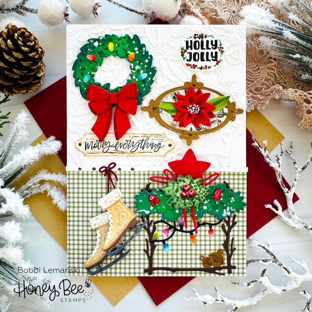 Honey Bee Photo Gallery Wall Holiday Cling Stamps hbst-668 Merry Everything Card