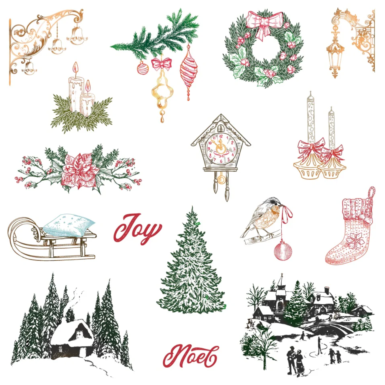 Honey Bee Photo Gallery Wall Holiday Cling Stamps hbst-668 in color