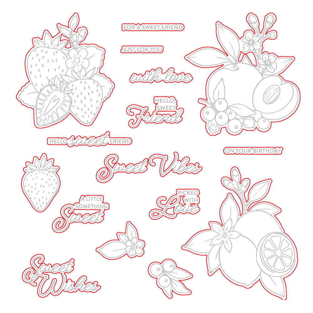 Honey Bee Picked With Love Clear Stamps Dies And Stencils Bundle Summer Fruit