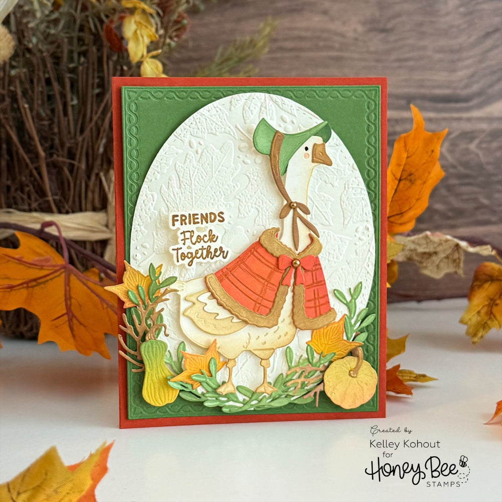 Honey Bee Porch Goose Closet Winter Dies hbds-holpg Friends Flock Together Card