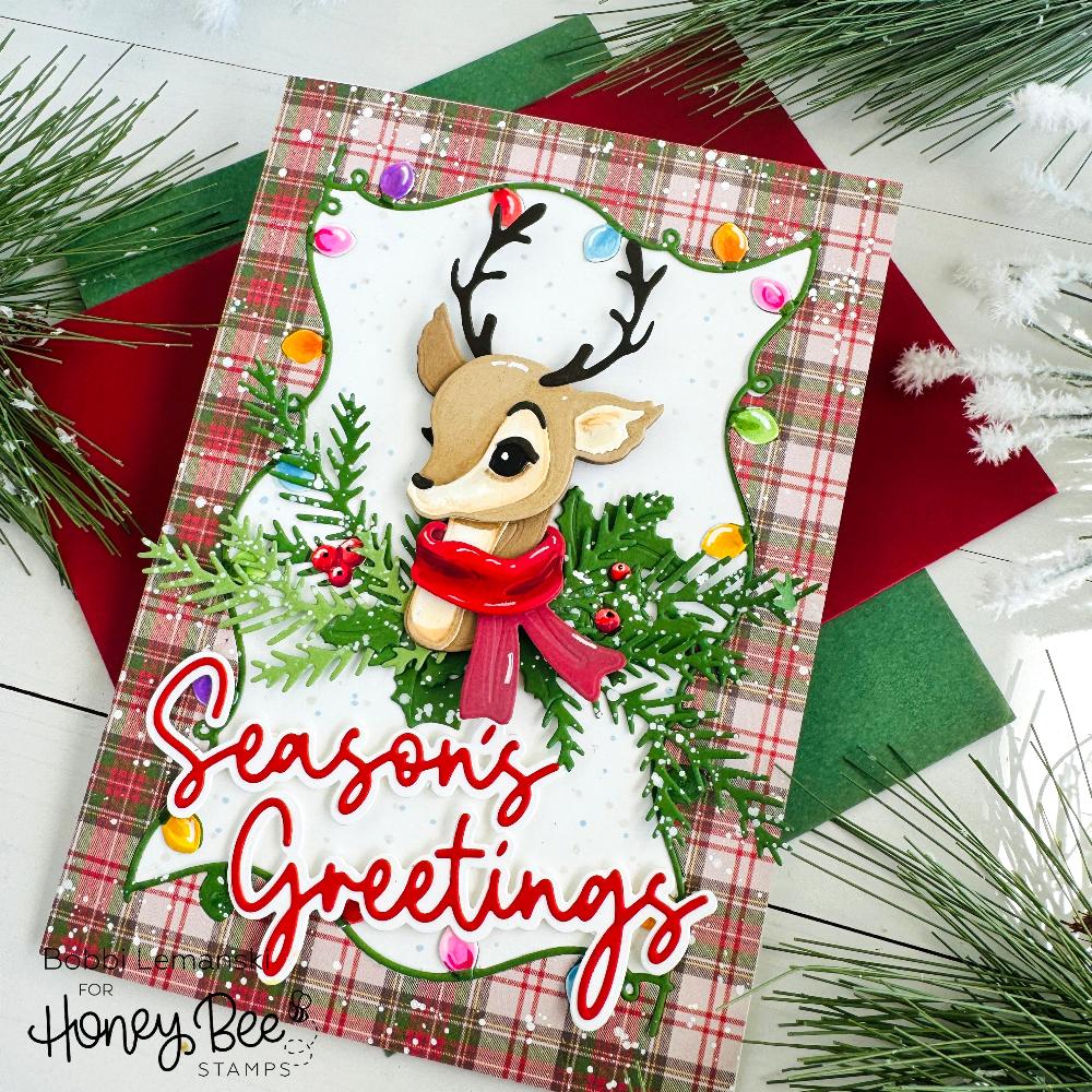 Honey Bee Postcard Holiday Add-On Dies hbds-pstchl Rudolph Card