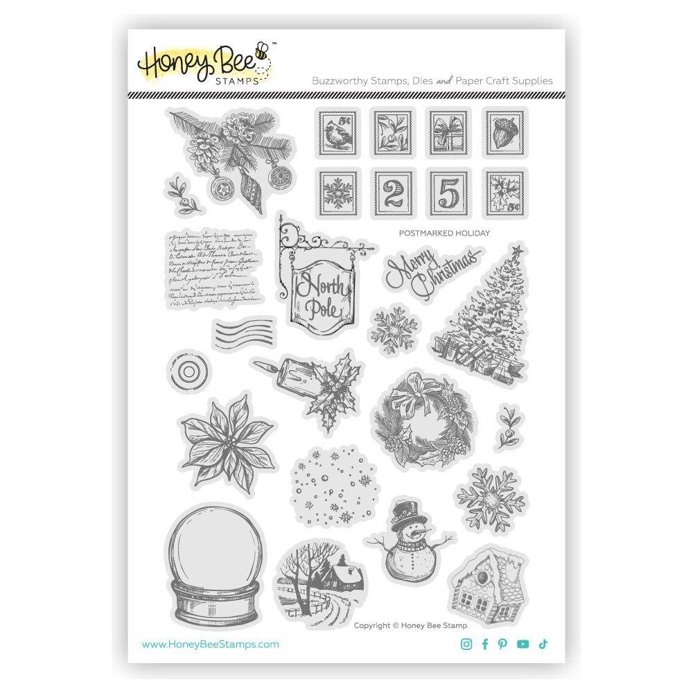 Honey Bee Postmarked Holiday Cling Stamp hbst-626 Product Image