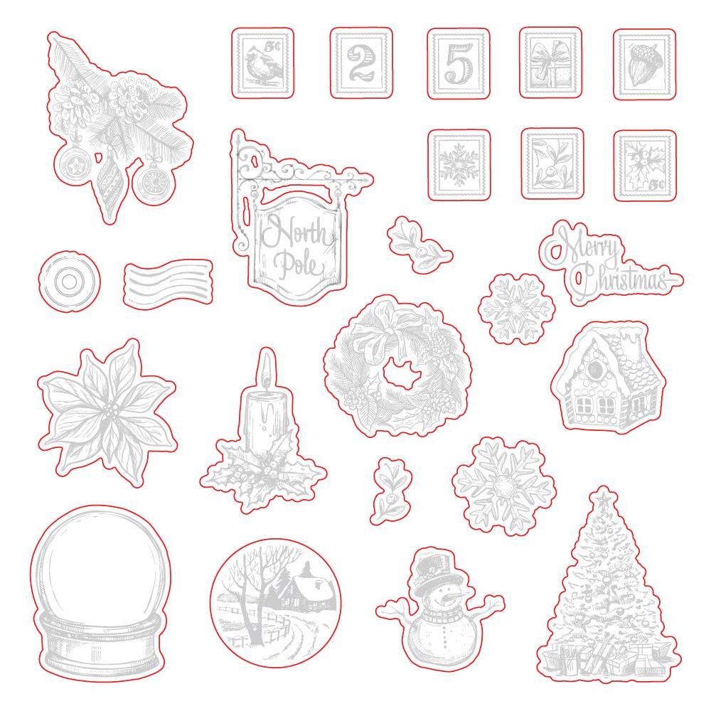 Honey Bee Postmarked Holiday Cling Stamps And Dies Bundle Outline of Dies