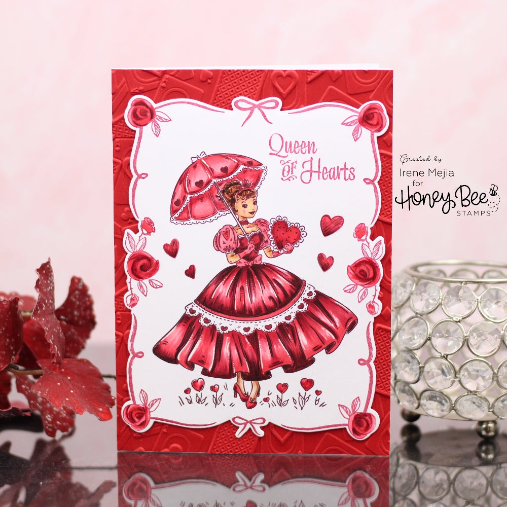 Honey Bee Queen Of Hearts Cling Stamps hbst-532 Southern Belle Valentine Card